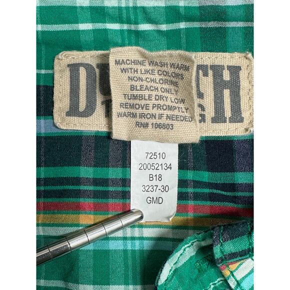 Duluth Trading Shirt Mens Large Tall Green Plaid Button Up Short Sleeve Cotton - Picture 4 of 7